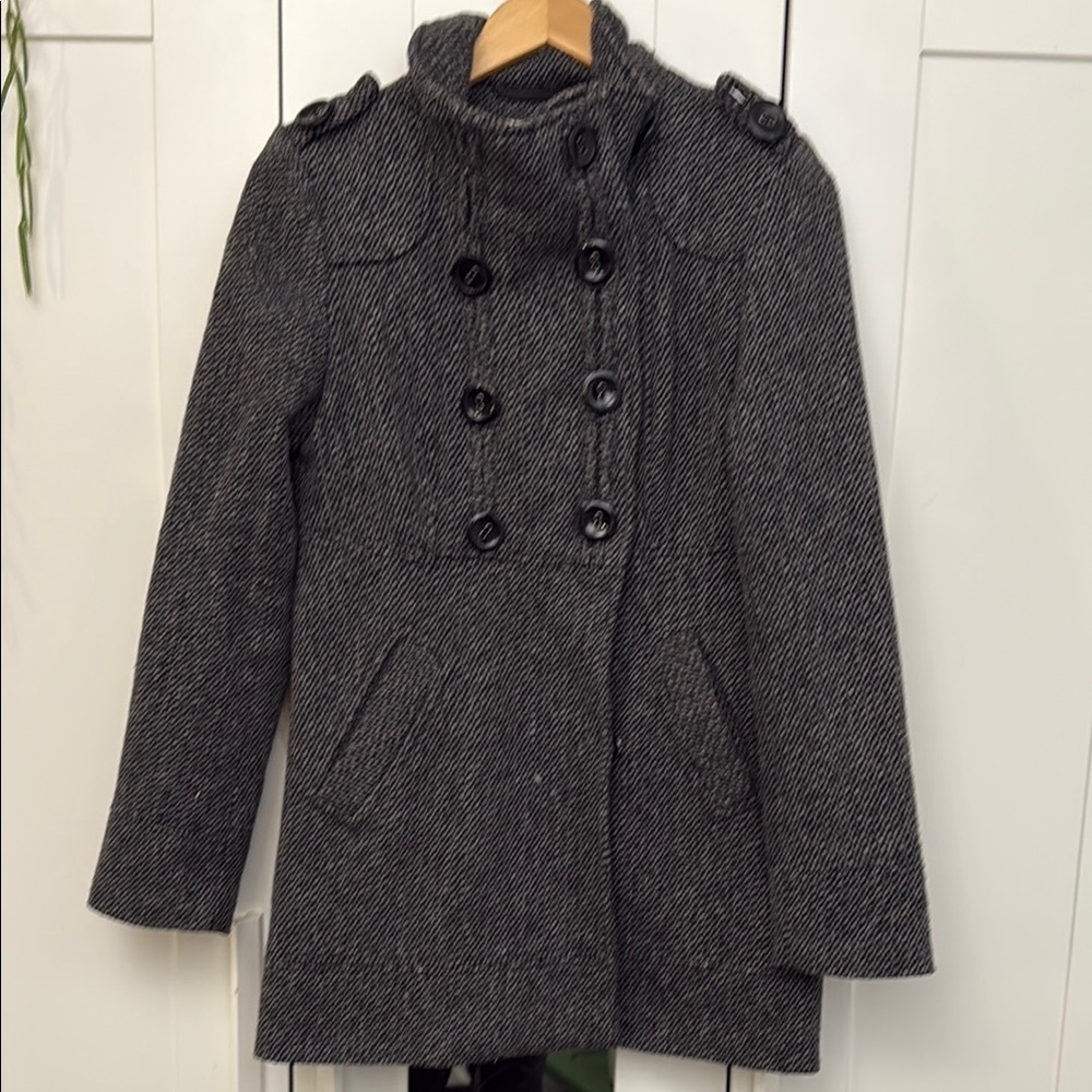 RD Style Charcoal Double-Breasted Pea Coat